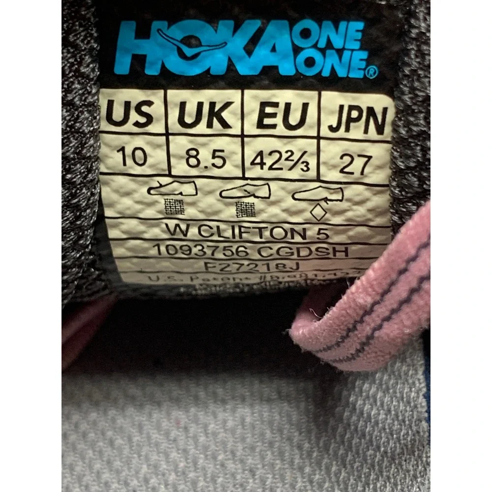Hoka One One Clifton 5 Gray Pink Running Shoes Women's Sz 10